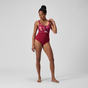 Damen ContourEclipse Shaping-Badeanzug mit Print Lila/Rot