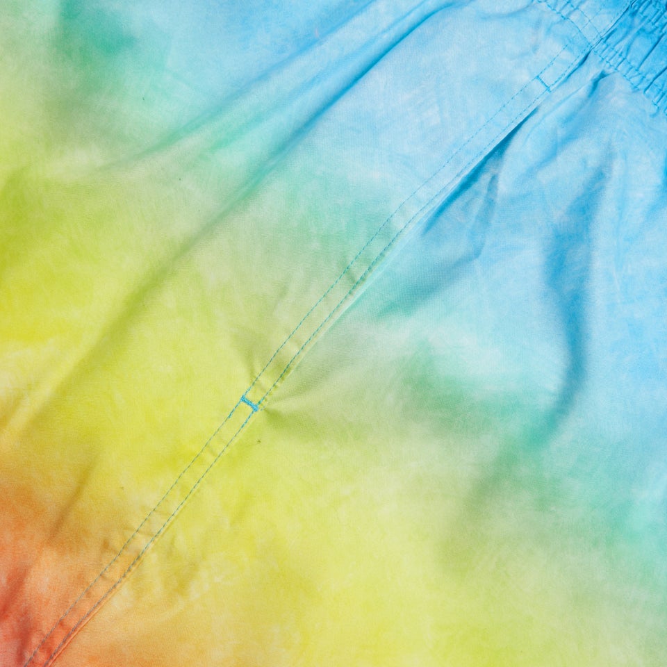 Herren Freizeit-Badeshorts mit Digital-Print, 18 Zoll Blau/Gelb