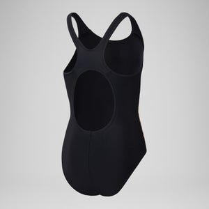Girls' Placement Muscleback Swimsuit Black/Orange