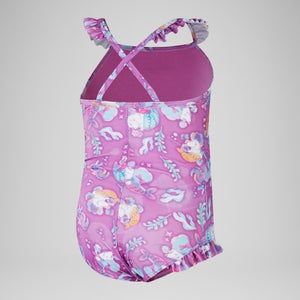 Maillot de bain Fille à volant et fines bretelles Digital pour Filles Rose kiki/Violeta/Caribe