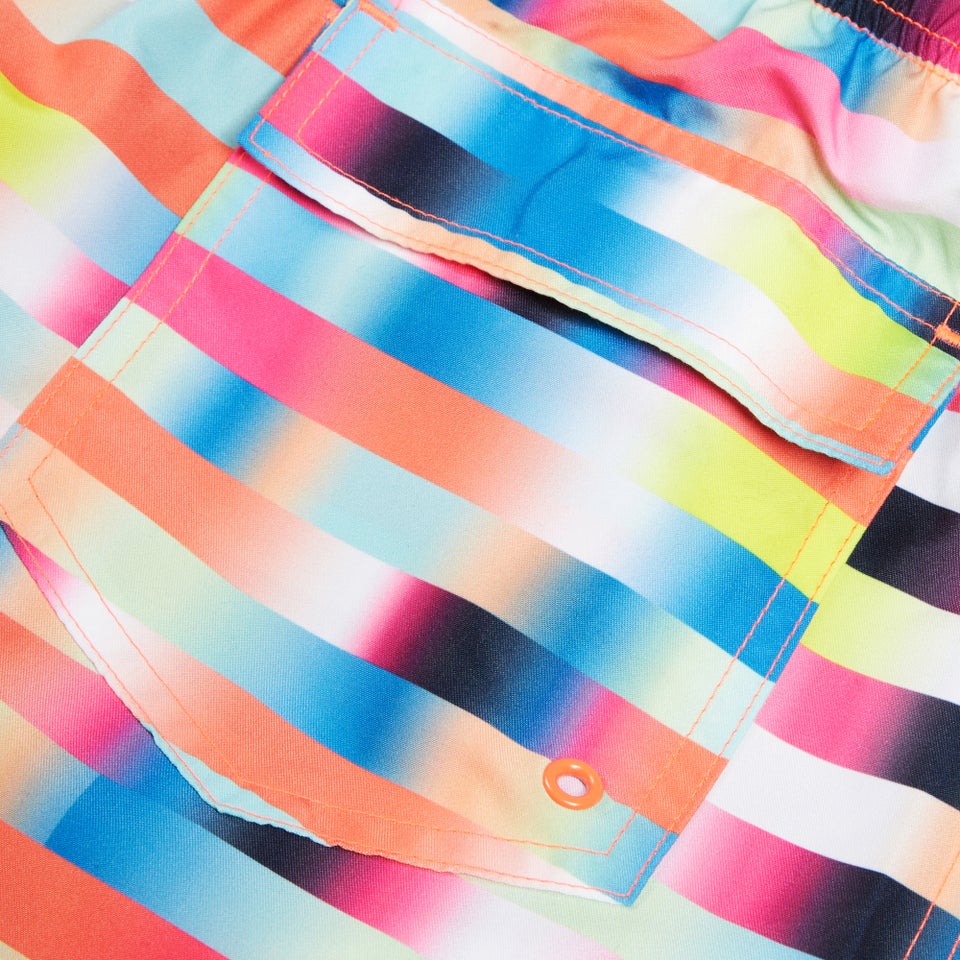 Short de bain garçon à imprimé numérique 15 pouces pour Garçons Rouge/Bleu