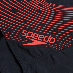 Herren Medley Badeshorts mit Logo, 16 Zoll Schwarz/Rot