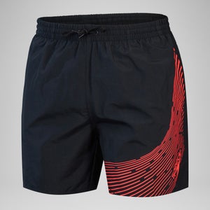 Herren Medley Badeshorts mit Logo, 16 Zoll Schwarz/Rot