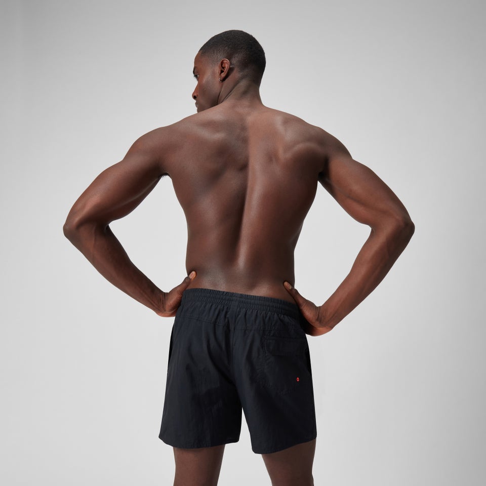 Herren Medley Badeshorts mit Logo, 16 Zoll Schwarz/Rot