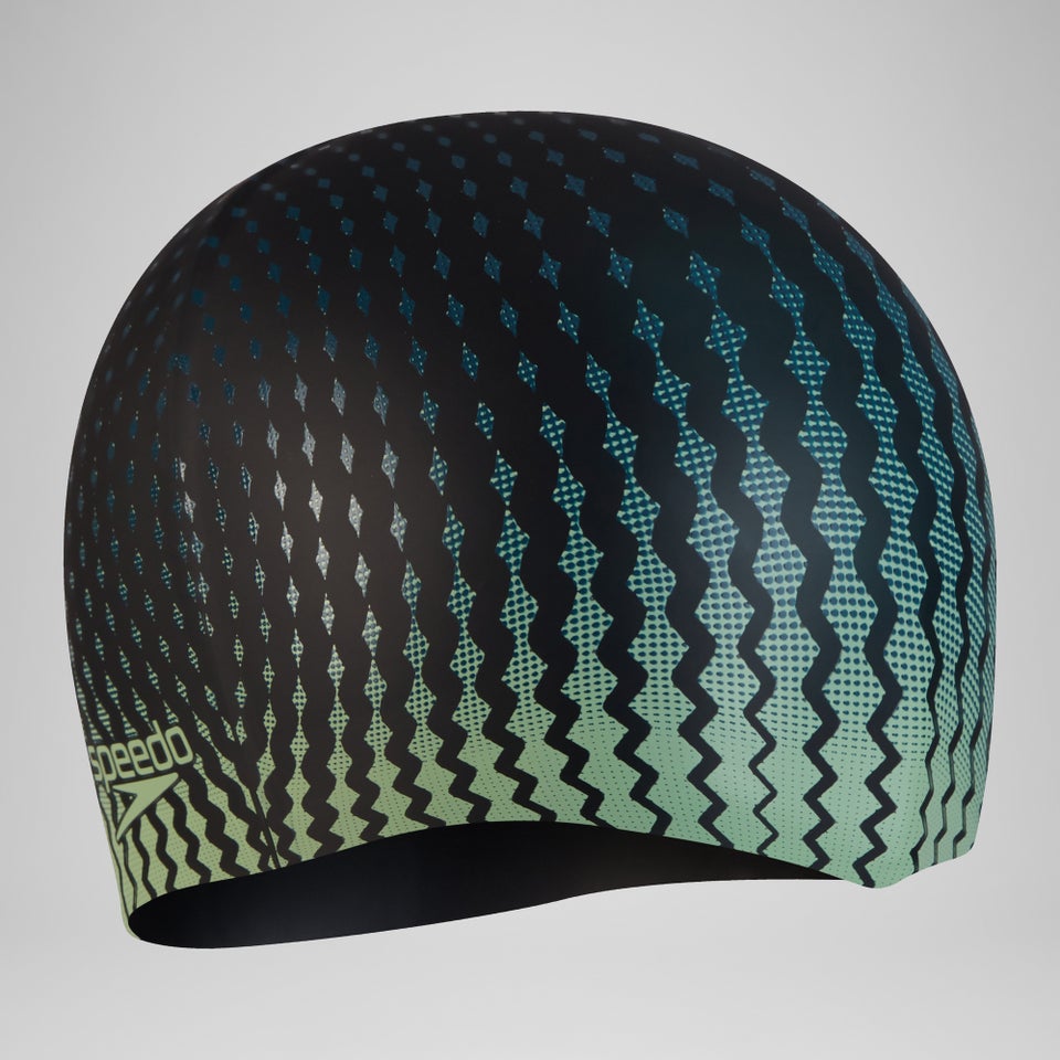 Silikon-Badekappe mit Print Schwarz/Matcha/Blaugrün