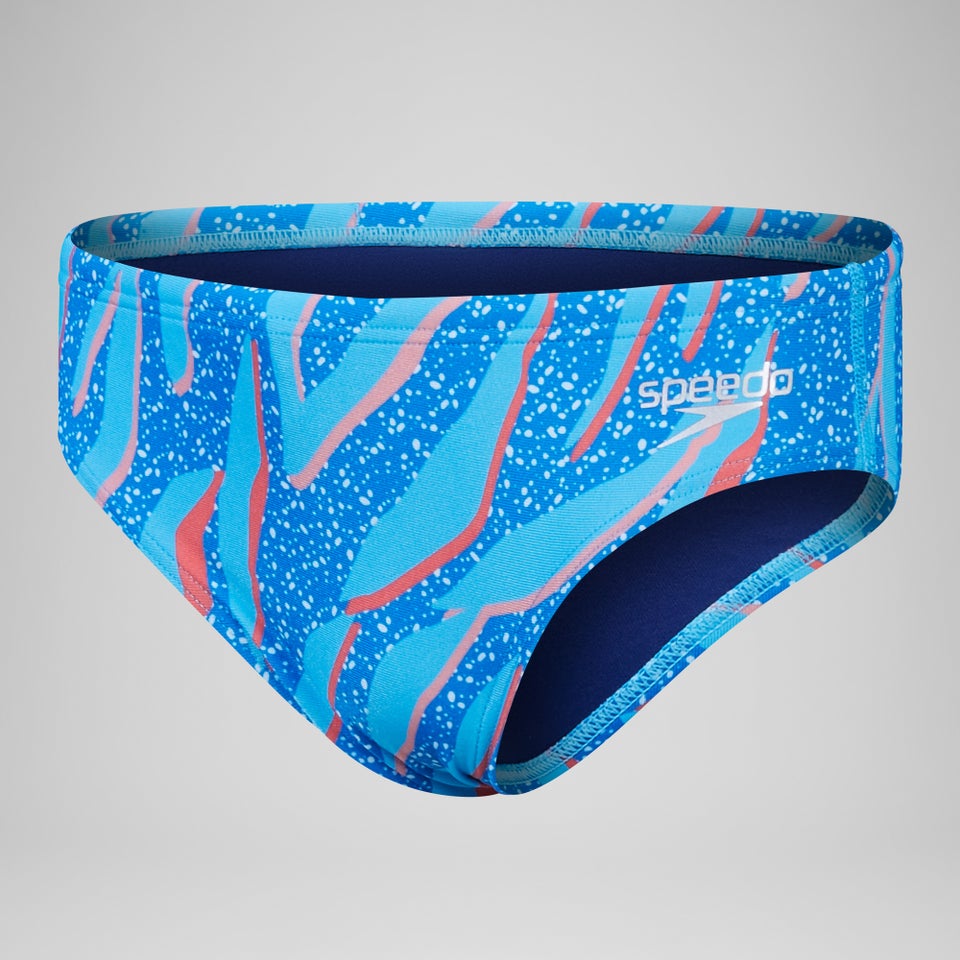 Jungen Badehose mit digitalem Allover-Print, 6,5 cm Blau/Rot