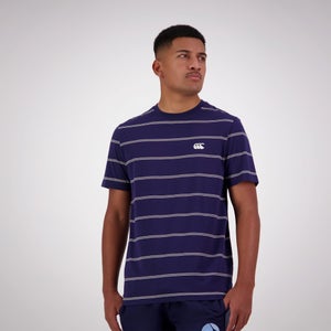 Mens YARN DYE STRIPE SS T-SHIRT PEACOAT - XS