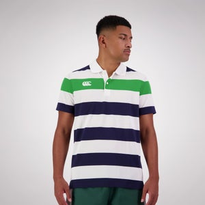 MENS ENGINEERED STRIPE POLO PEACOAT - XS