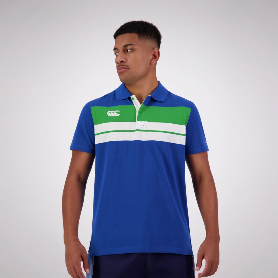 MENS CHEST STRIPE POLO BLUE