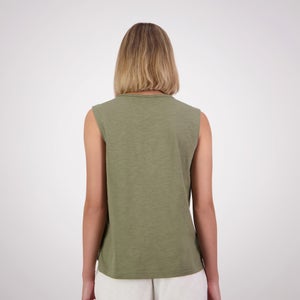 WOMENS SCENE-SET SINGLET GREEN