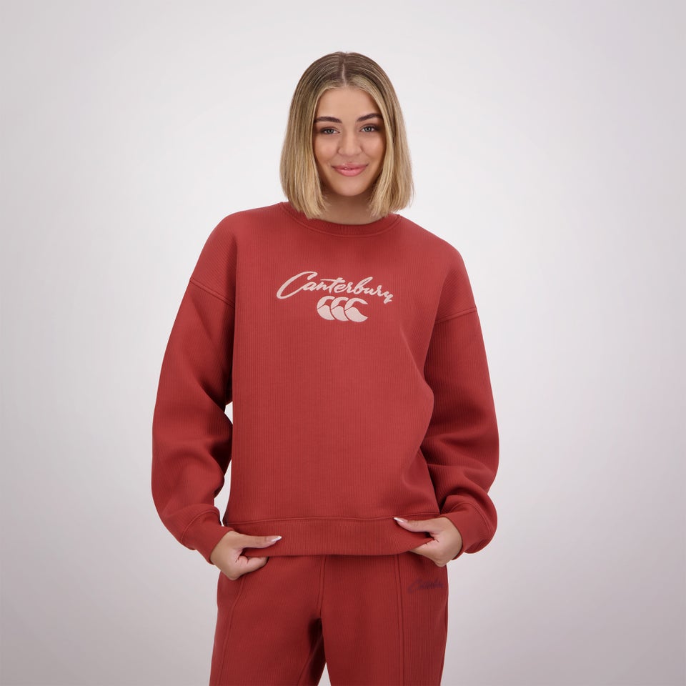 WOMENS SCENE-SET CREW MARSALA