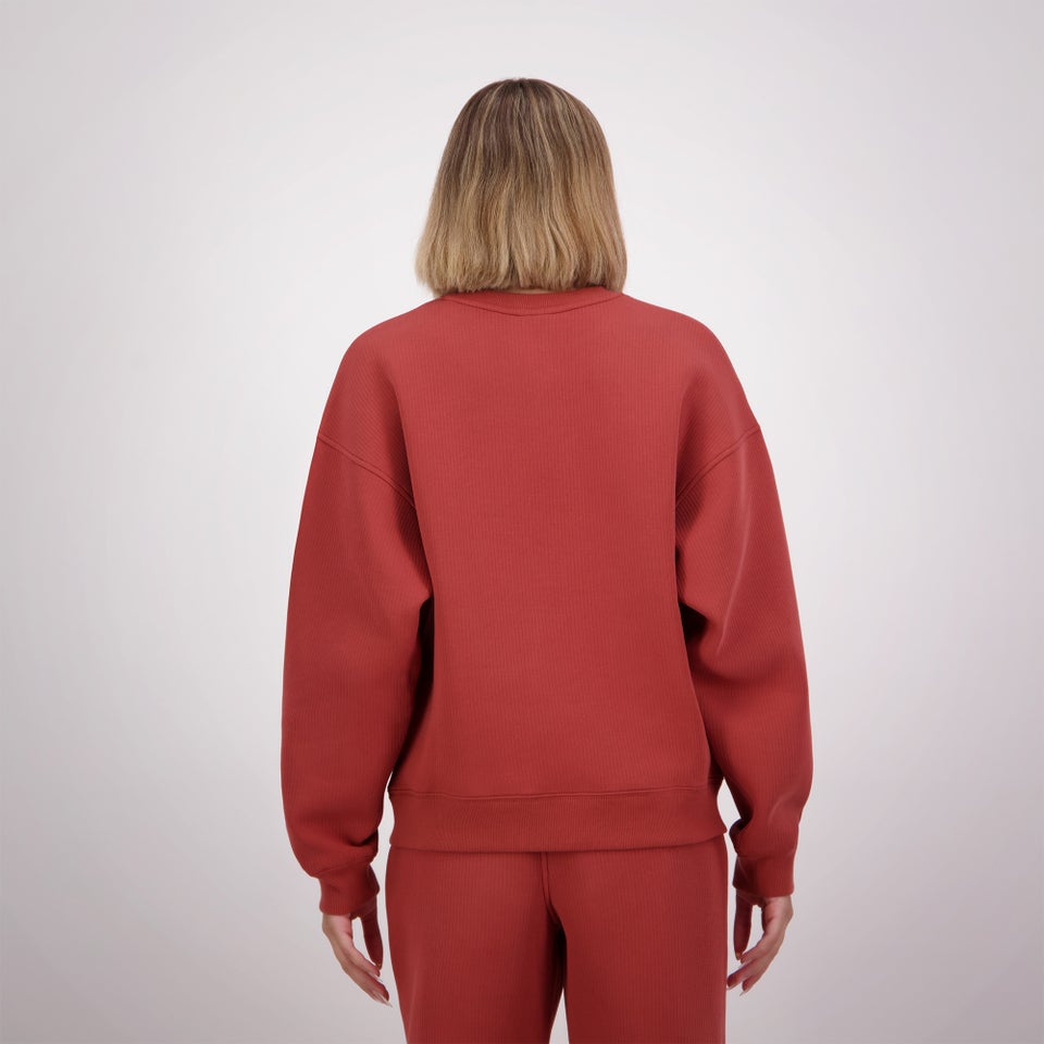 WOMENS SCENE-SET CREW MARSALA