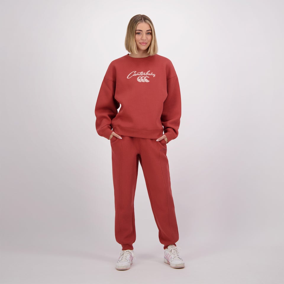 WOMENS SCENE-SET CREW MARSALA