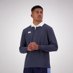 Mens SOLID DYE LS RUGBY OMBRE BLUE - S
