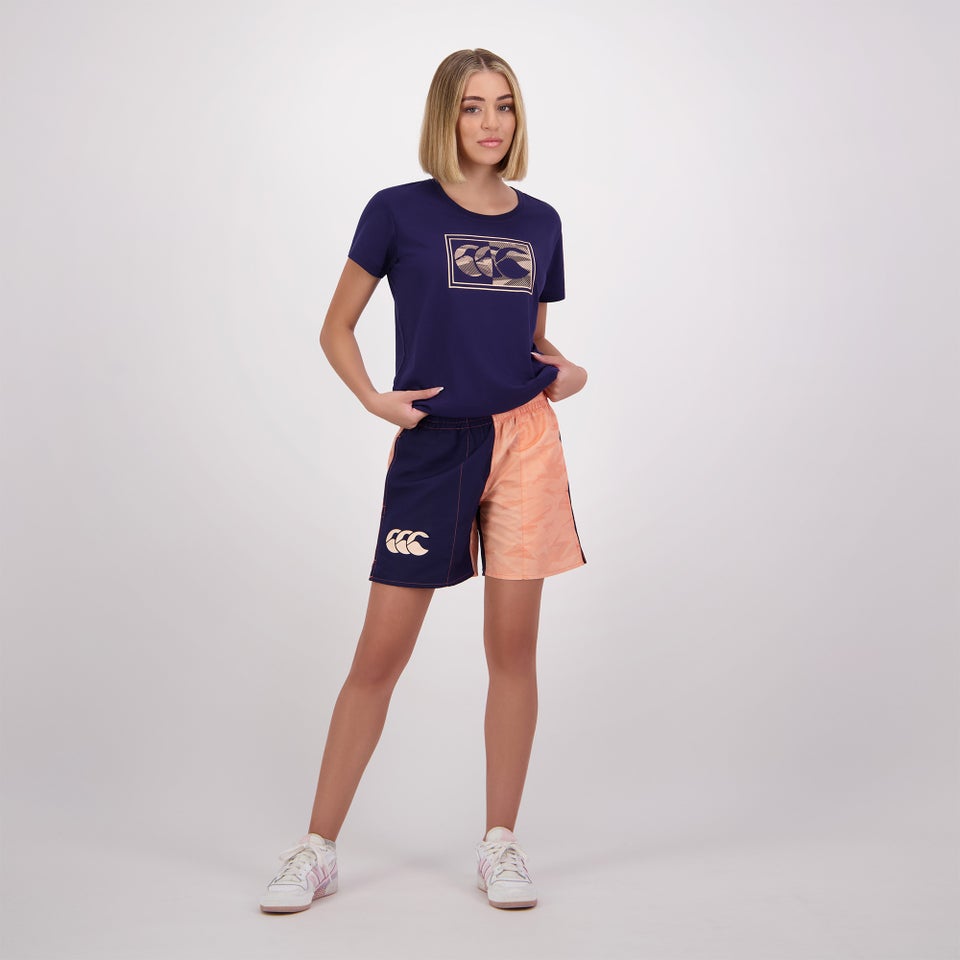 WOMENS FUNDAMENTALS CAMO HARLETIC SHORT PEACH