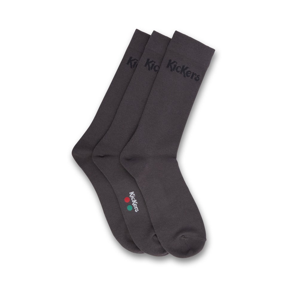 Adult Unisex Everyday Crew 3-Pack Socks Grey