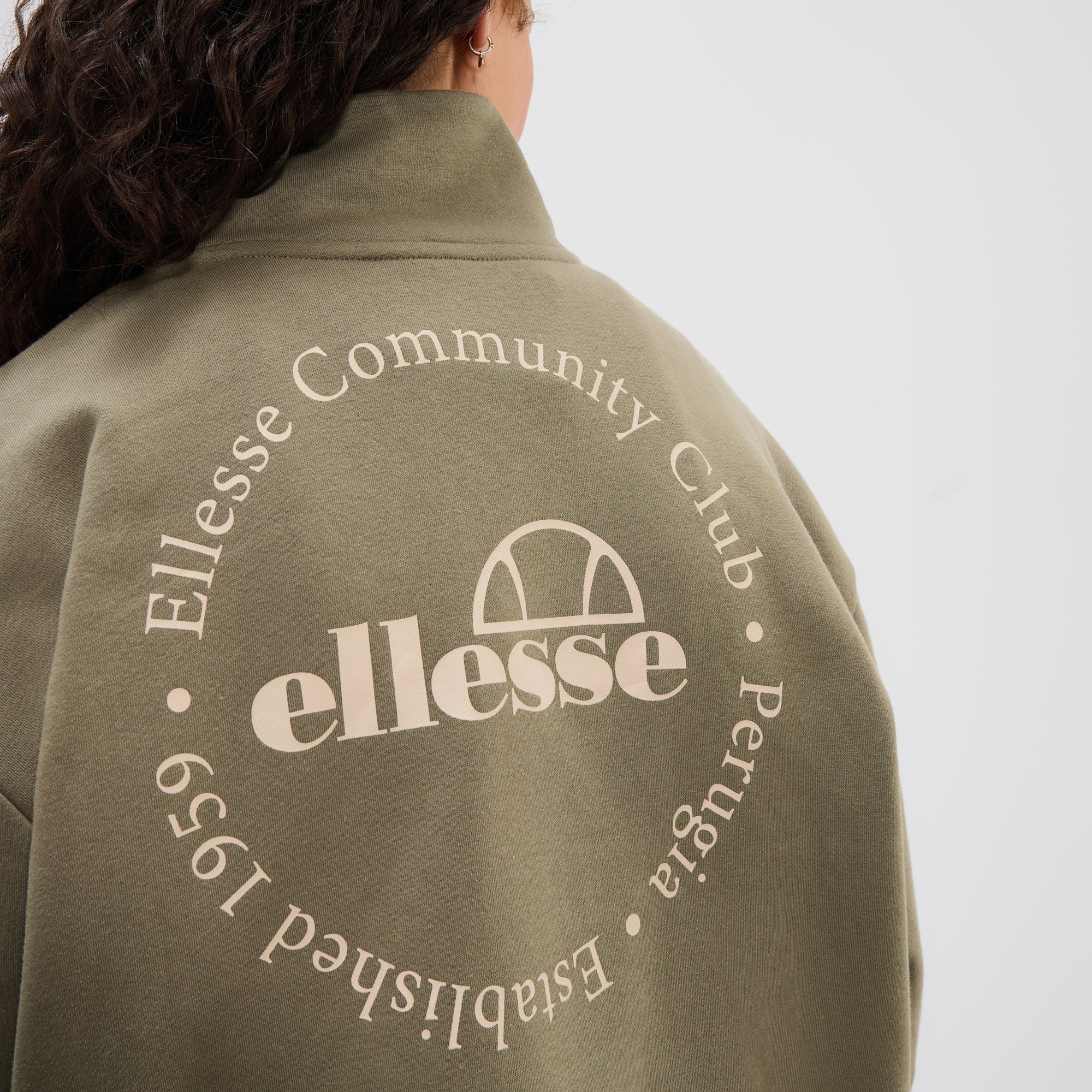 Zaragoza 1/2 Zip Track Top Khaki | ellesse UK