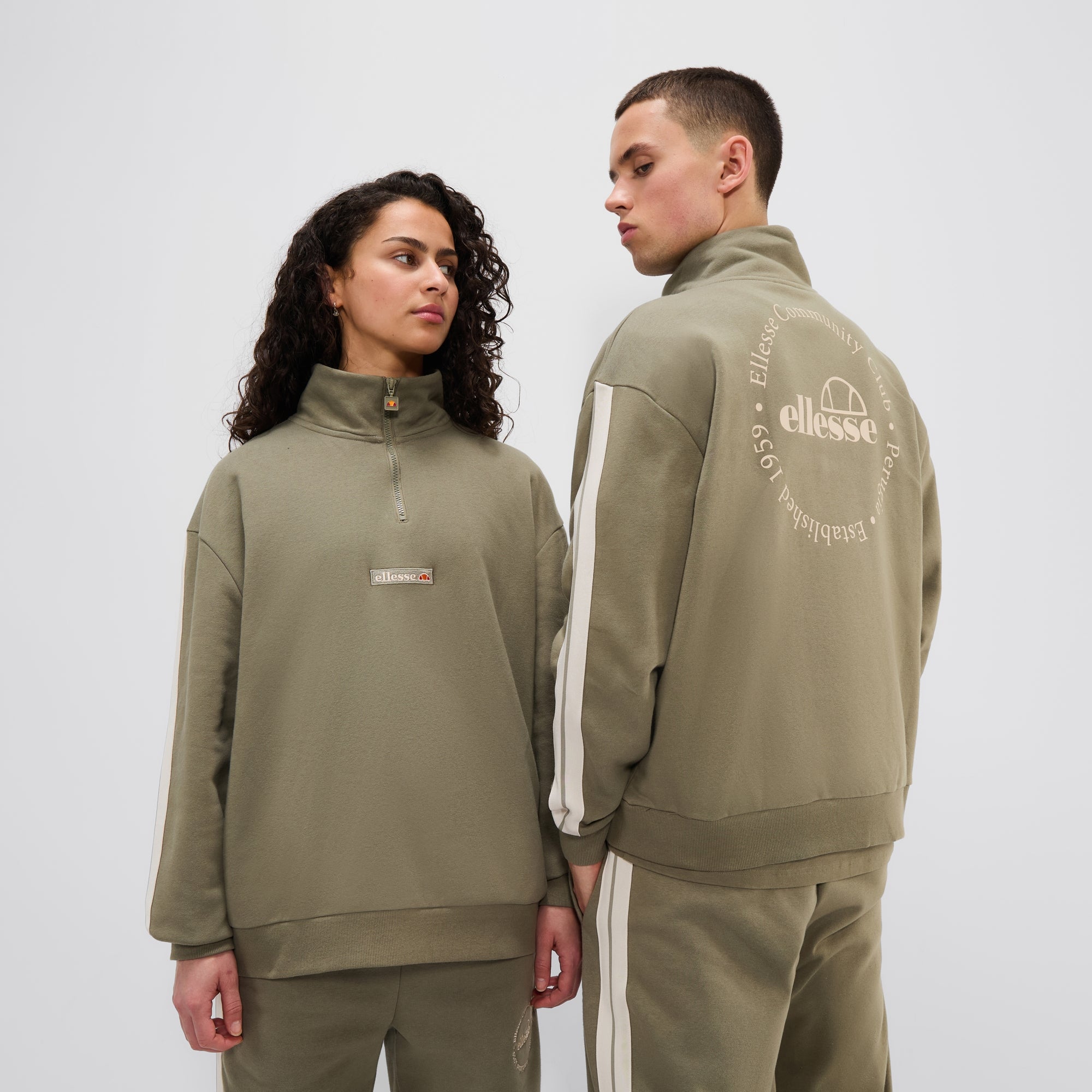 Zaragoza 1/2 Zip Track Top Khaki | ellesse UK