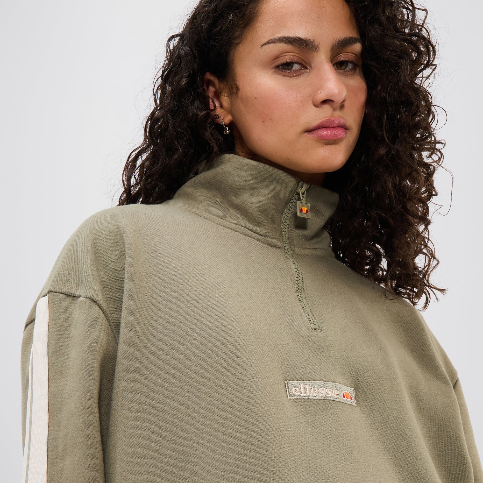 Zaragoza 1/2 Zip Track Top Khaki | ellesse UK