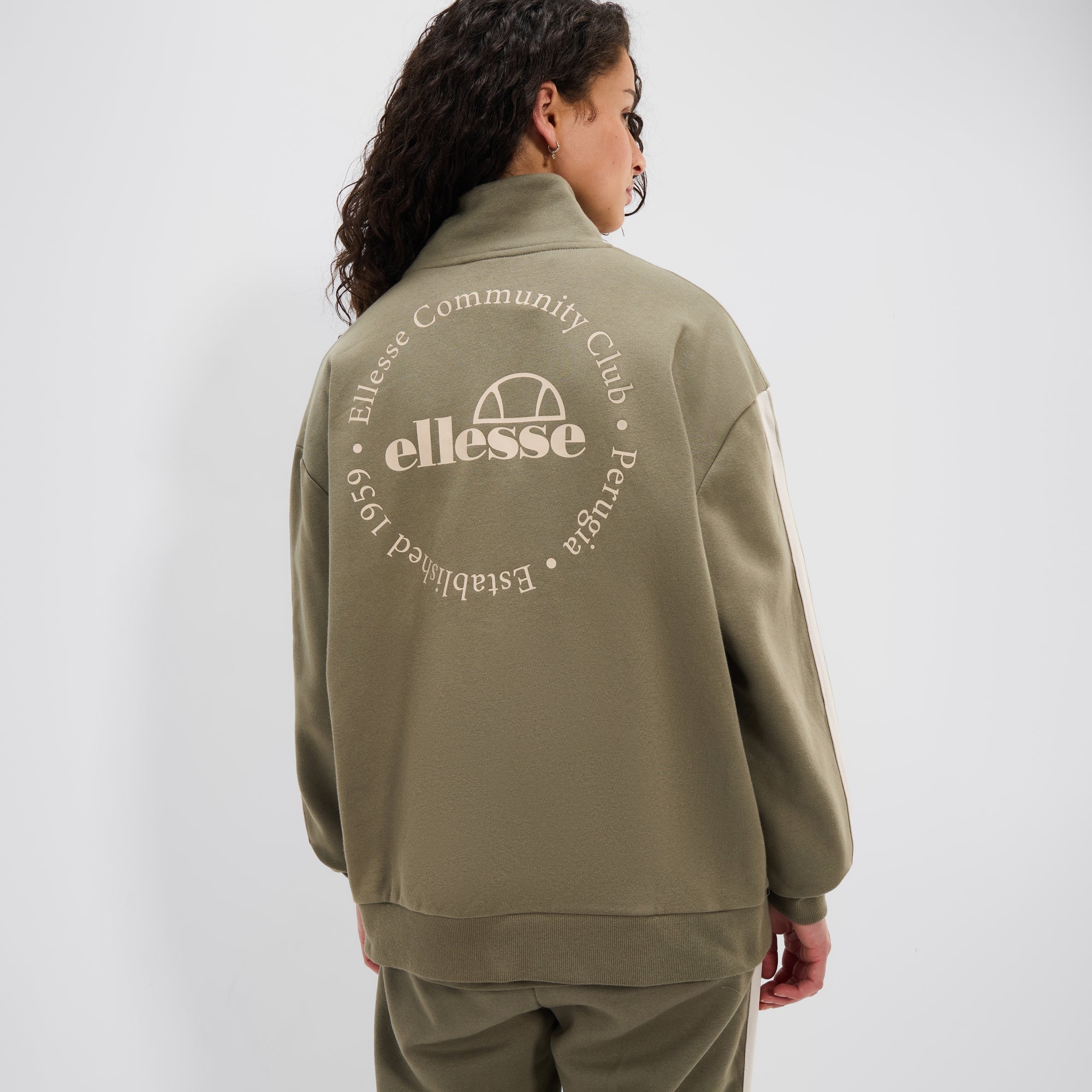 Zaragoza 1/2 Zip Track Top Khaki | ellesse UK