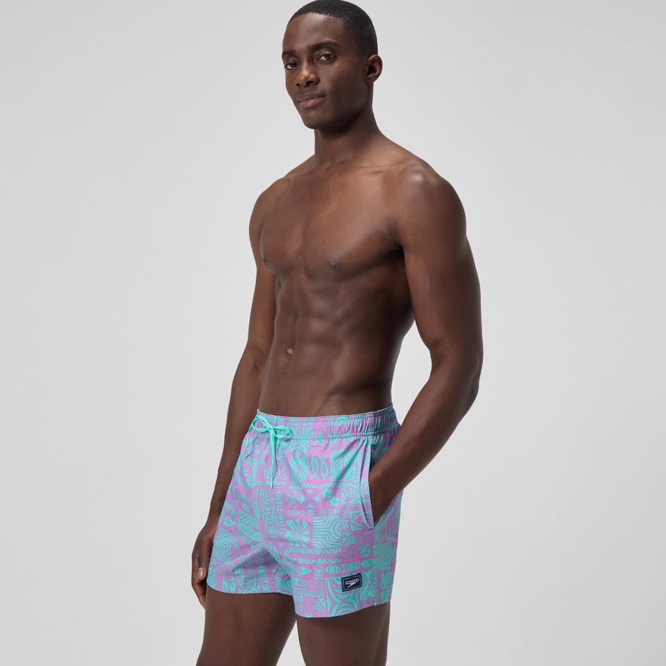 Short de bain Redondo Edge imprimé 35 cm, hommes, rose/bleu