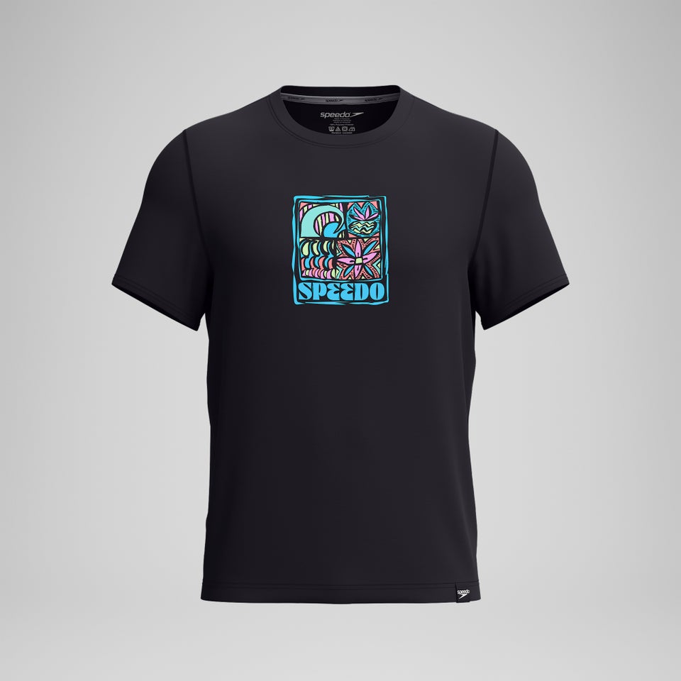 Men's Graphic Short Sleeve Rashguard Black