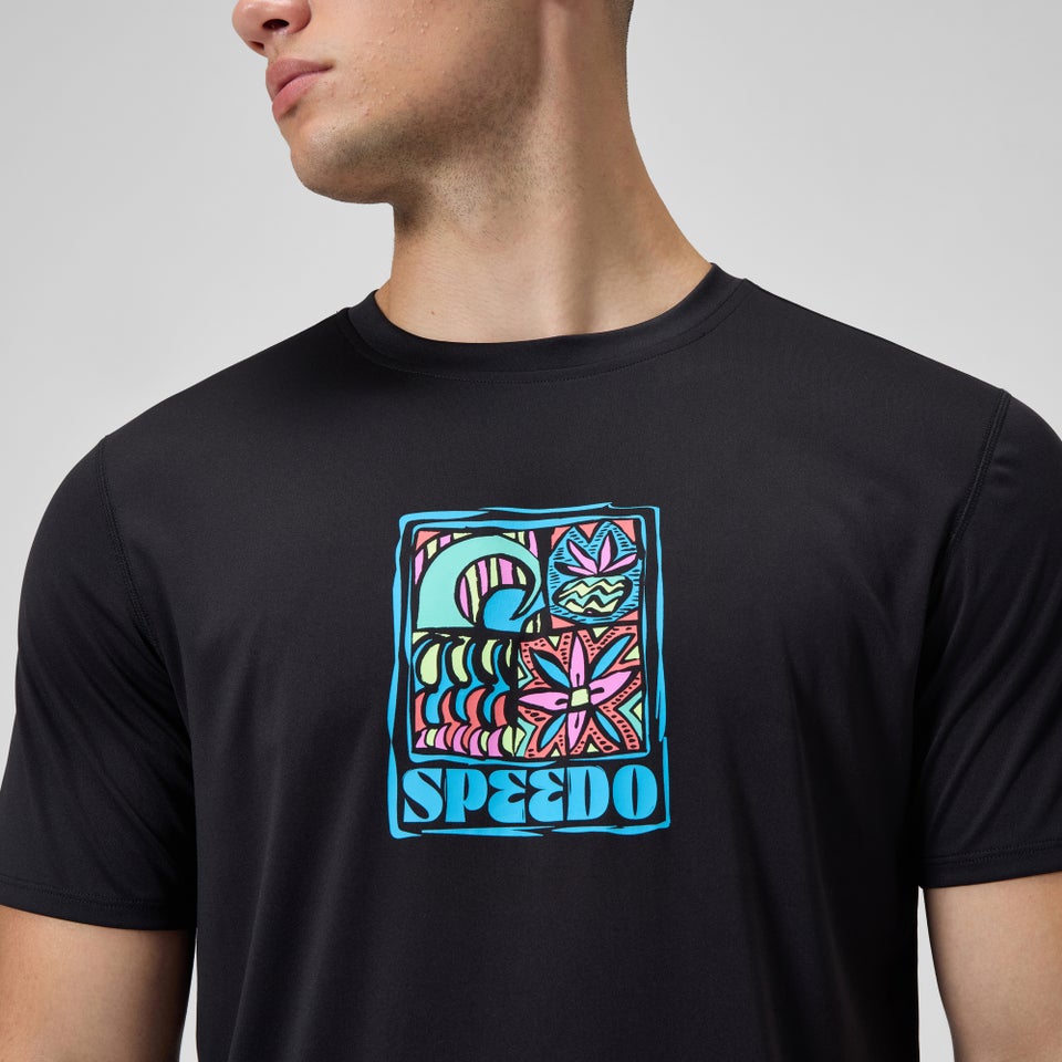 Men's Graphic Short Sleeve Rashguard Black