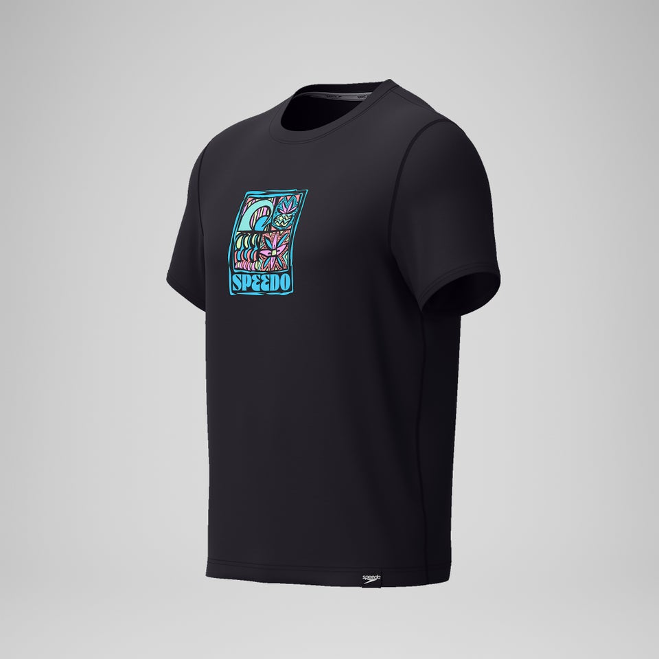 Men's Graphic Short Sleeve Rashguard Black