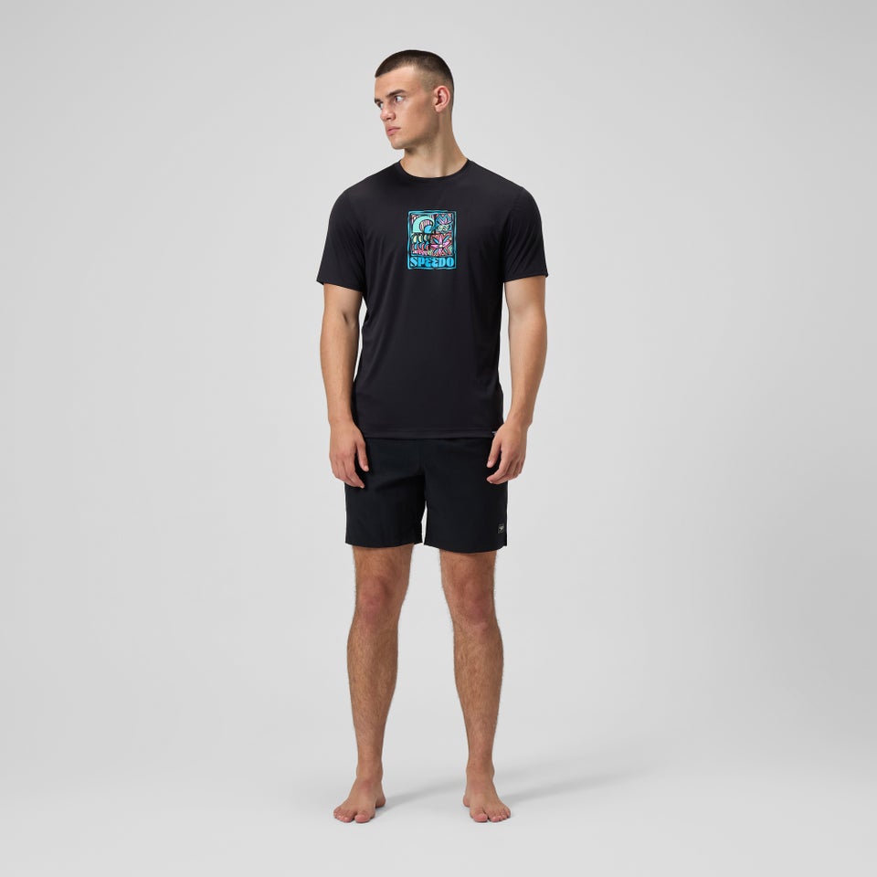 Men's Graphic Short Sleeve Rashguard Black