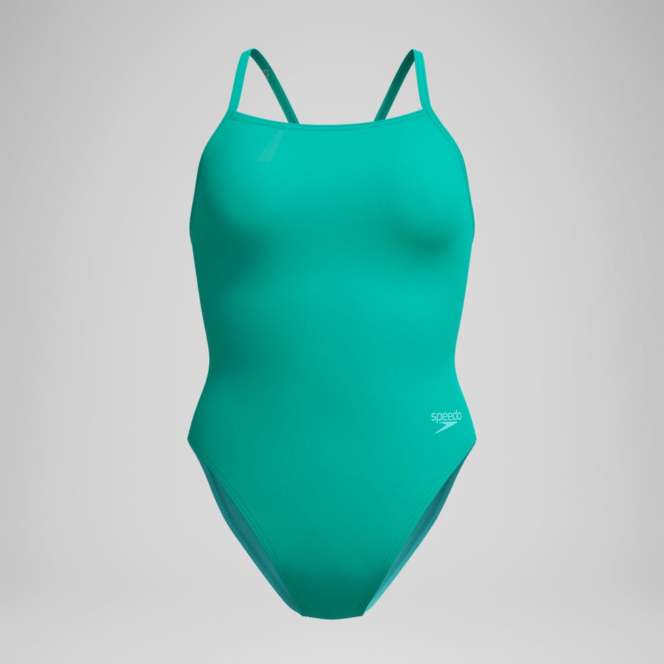 Women's Solid V-Back One Piece Green