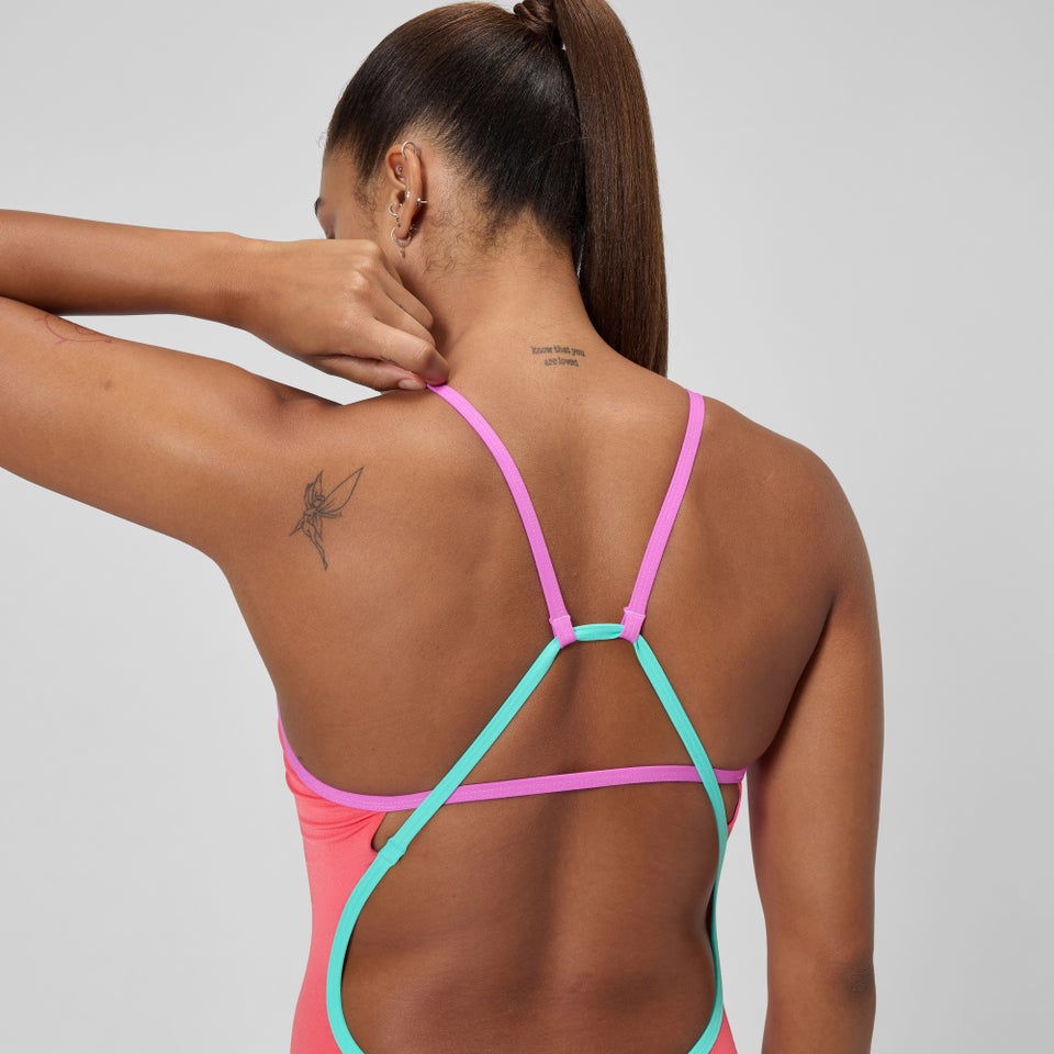 Maillot une-pièce uni dos nu pour femme, orange