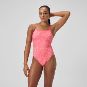 Women's Printed Tri Back One Piece Orange