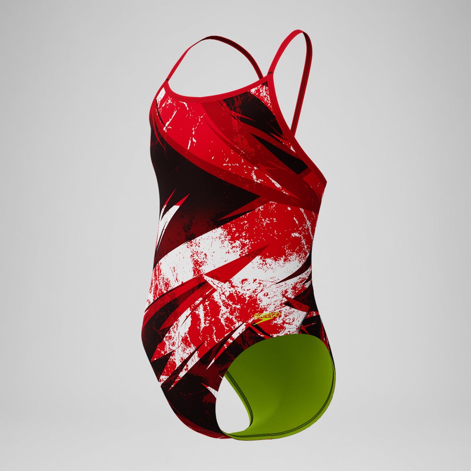 Girls Bolted Flyback One Piece Black/Red