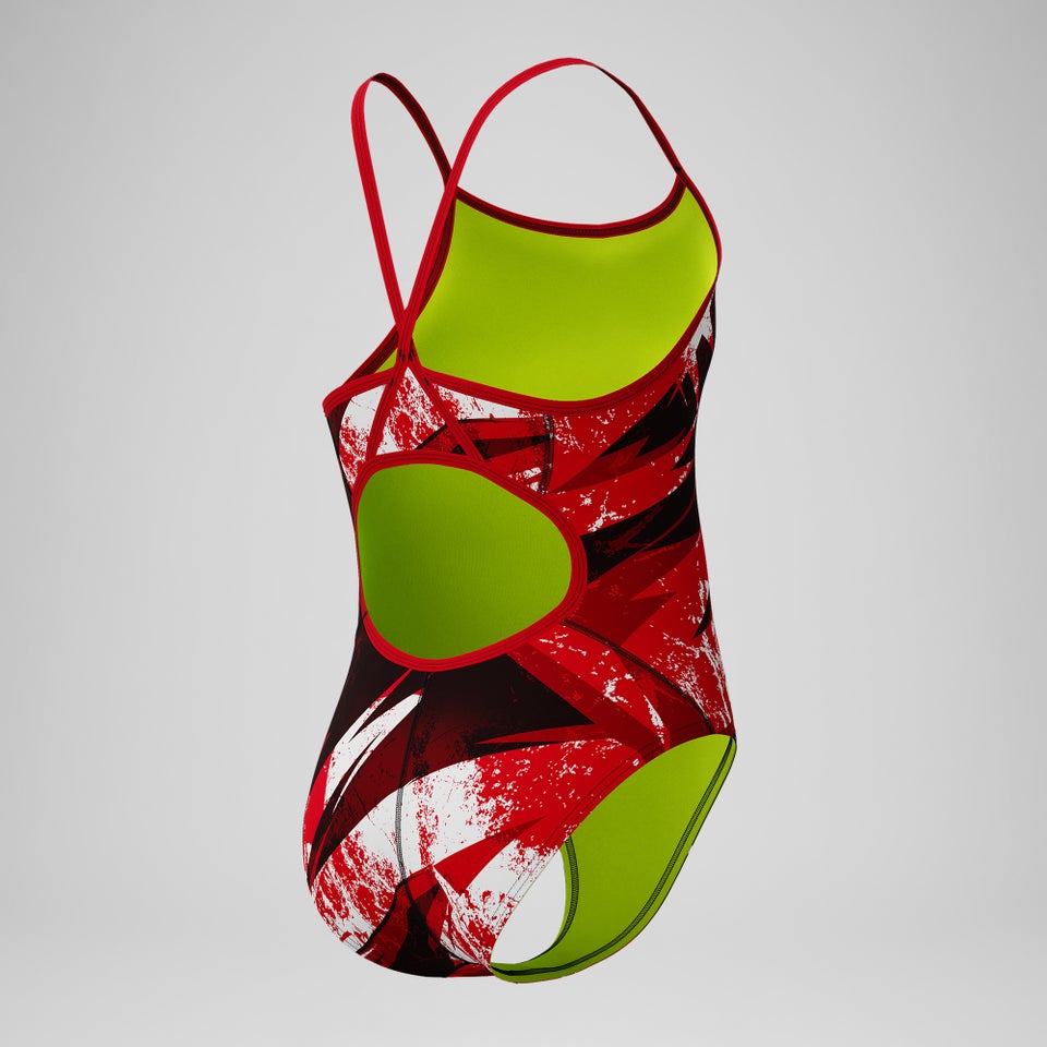 Girls Bolted Flyback One Piece Black/Red