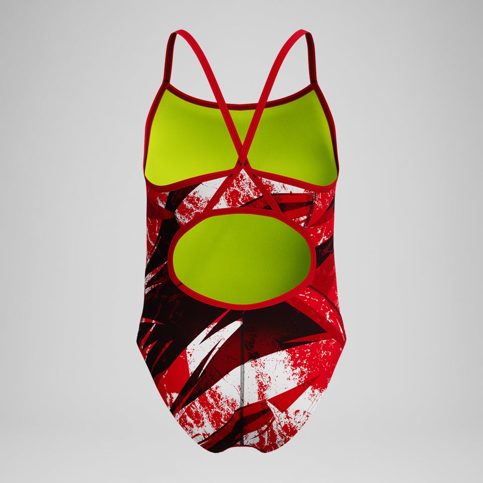 Girls Bolted Flyback One Piece Black/Red