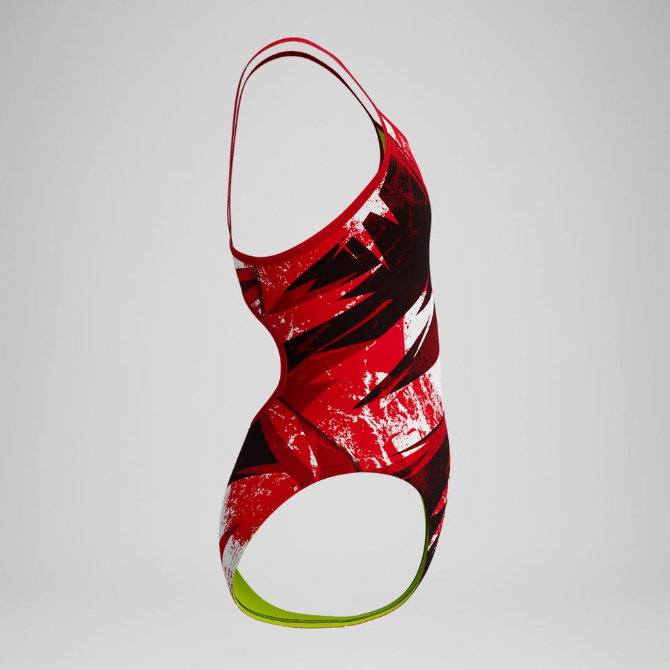 Girls Bolted Flyback One Piece Black/Red