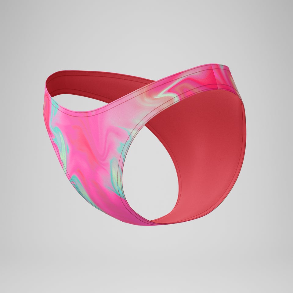 Women's FLU3NTE Printed Scoop Bikini Bottom Pink/Coral