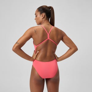 Women's Solid V-Back One Piece Orange