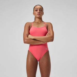 Women's Solid V-Back One Piece Orange