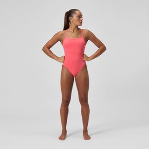Women's Solid V-Back One Piece Orange