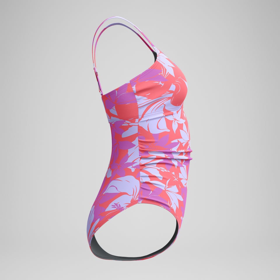 Women's Printed Shirred Tank One Piece Pink