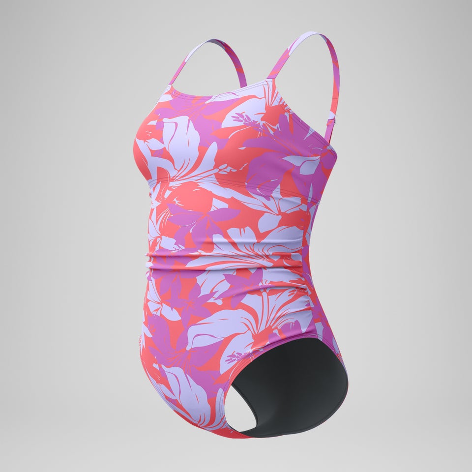 Women's Printed Shirred Tank One Piece Pink