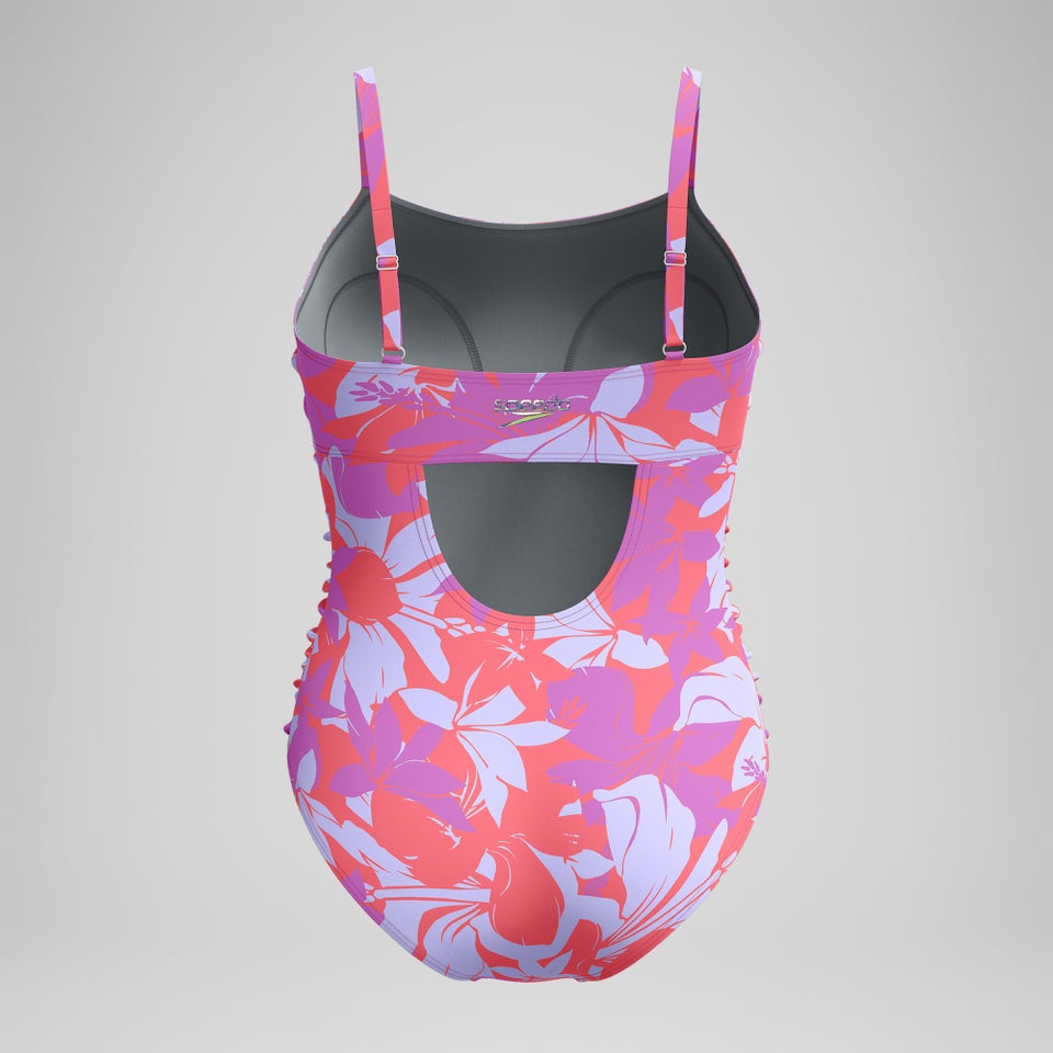 Women's Printed Shirred Tank One Piece Pink