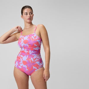 Women's Printed Shirred Tank One Piece Pink - 10