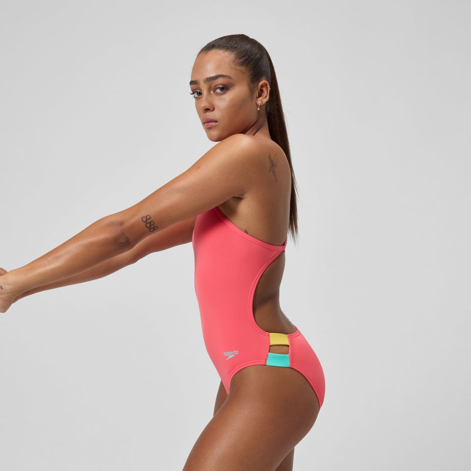 Women's Solid Twist Back One Piece Orange