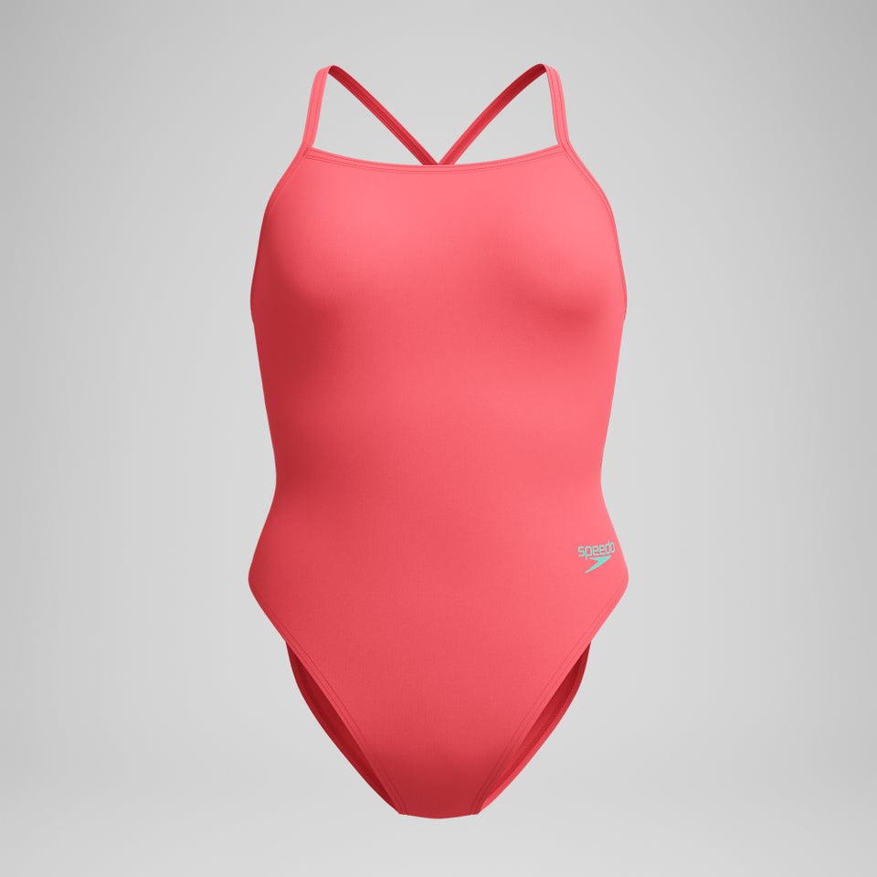 Women's Solid Twist Back One Piece Orange