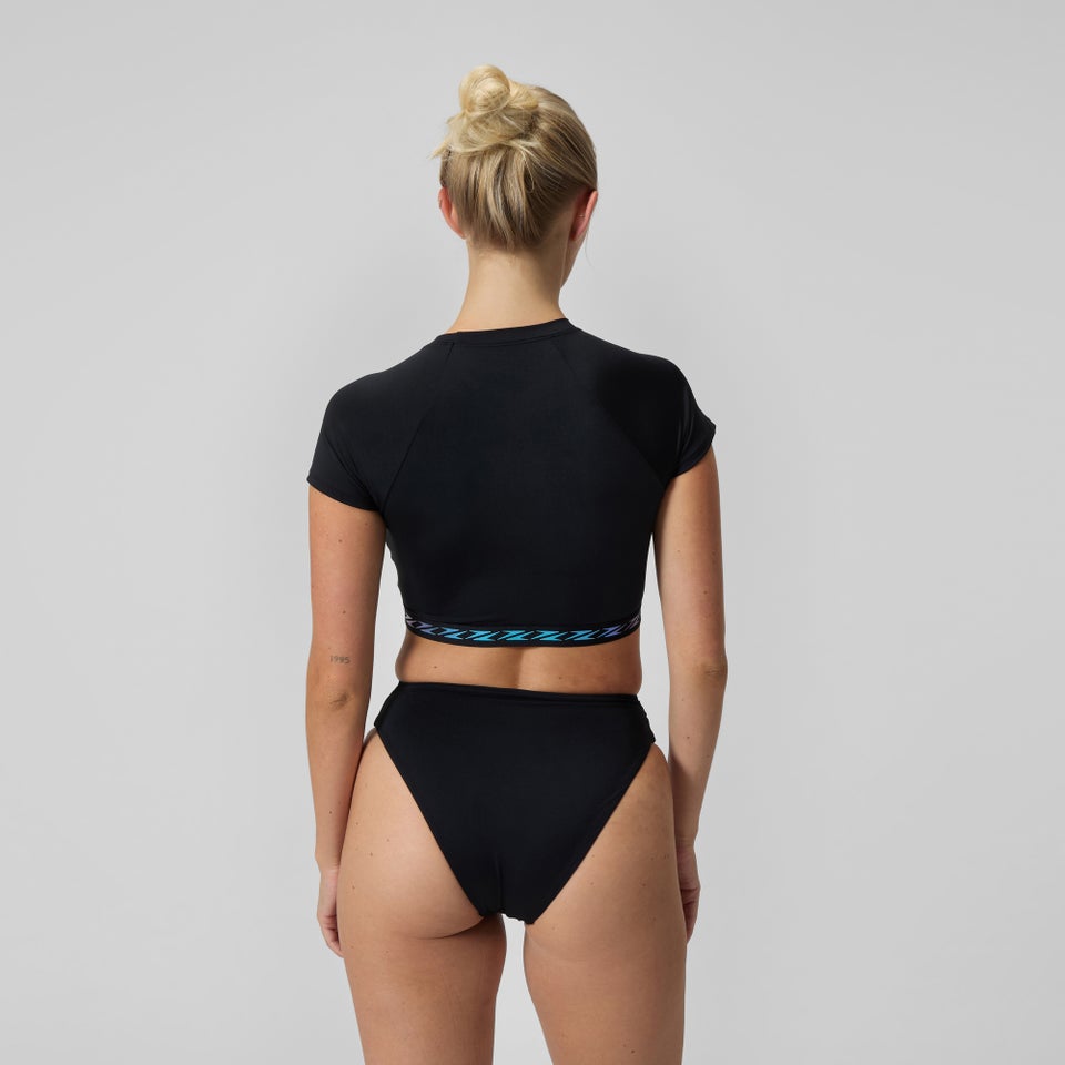 Women's FLU3NTE Logo Elastic Crop Top Black