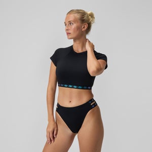 Women's FLU3NTE Logo Elastic Crop Top Black