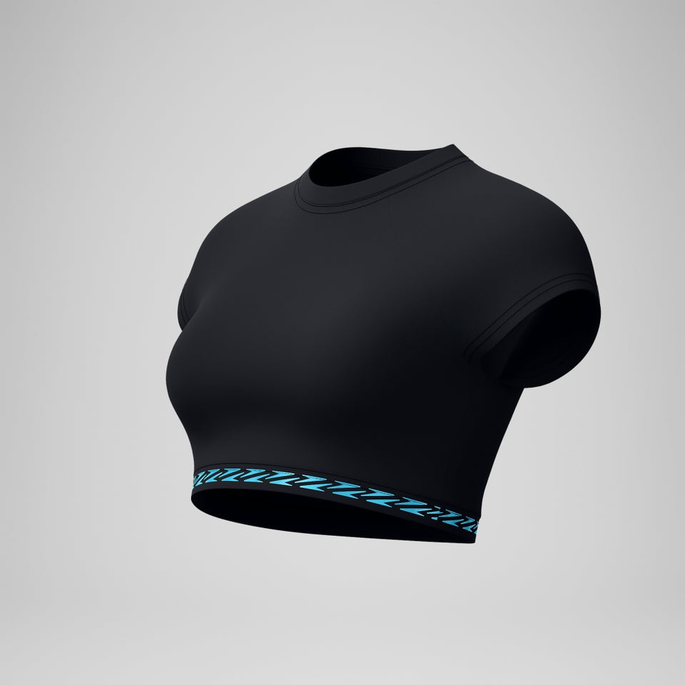 Women's FLU3NTE Logo Elastic Crop Top Black