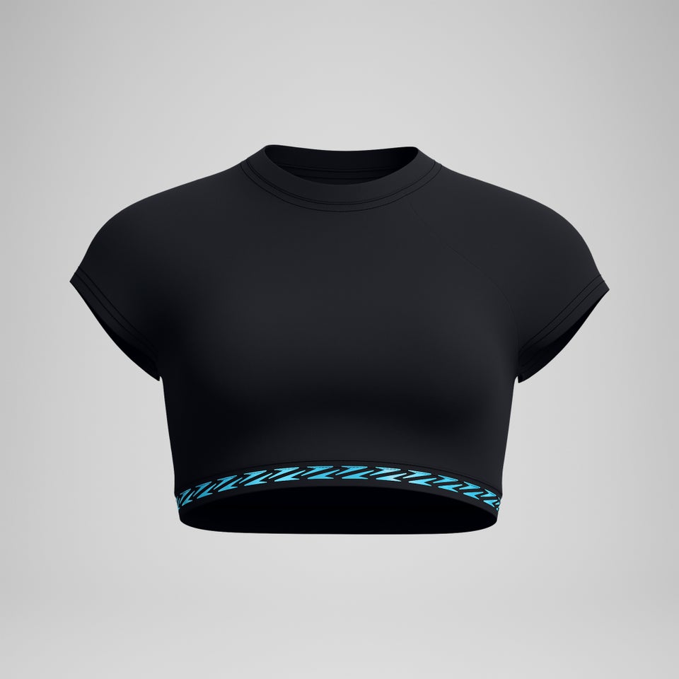 Women's FLU3NTE Logo Elastic Crop Top Black